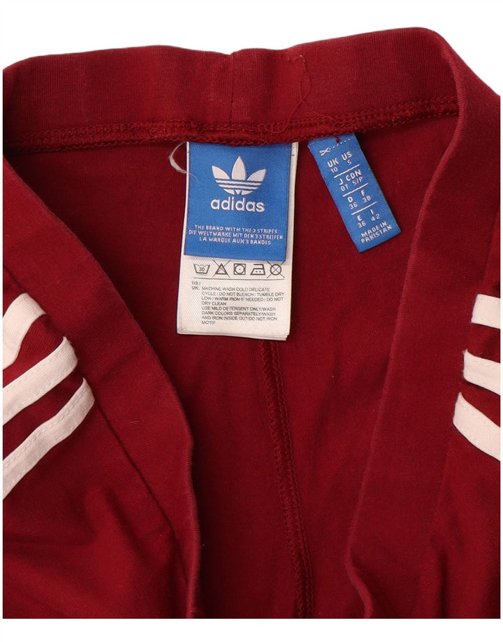 ADIDAS Womens Leggings UK 10 Small  Red Cotton