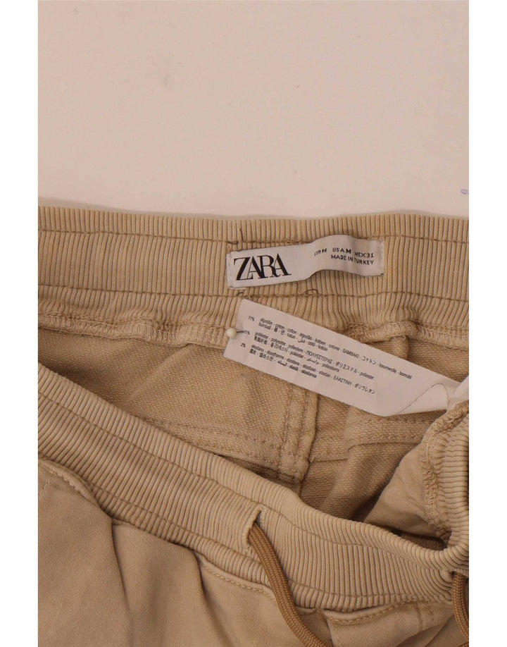 Мужские спортивные шорты-карго Zara среднего размера, бежевые, хлопок