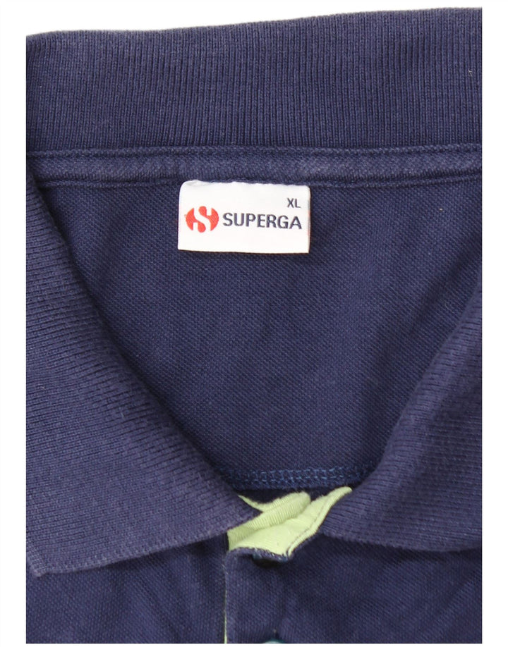 Рубашка-поло SUPERGA для мальчиков 15–16 лет, XL, темно-синяя, с цветными блоками, хлопок