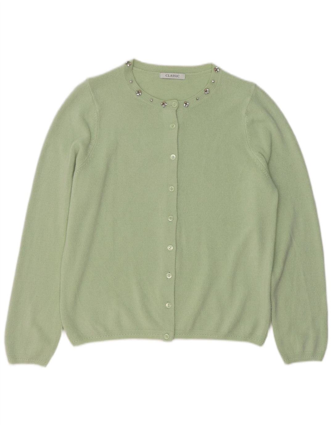 Женский классический кардиган MARKS & SPENCER UK 12, средний зеленый акрил