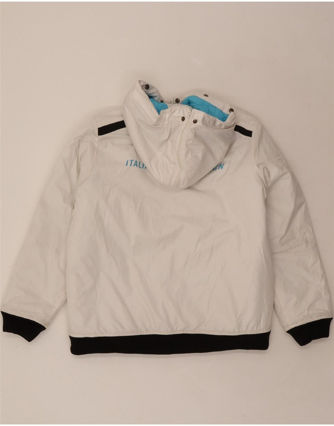 LOTTO Womens Graphic Hooded Windbreaker Jacket UK 18 XL White Polyester Vintage Lotto and Second-Hand Lotto from Messina Hembry 