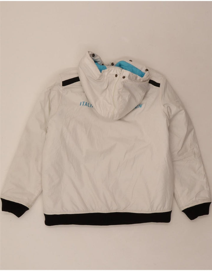LOTTO Womens Graphic Hooded Windbreaker Jacket UK 18 XL White Polyester Vintage Lotto and Second-Hand Lotto from Messina Hembry 