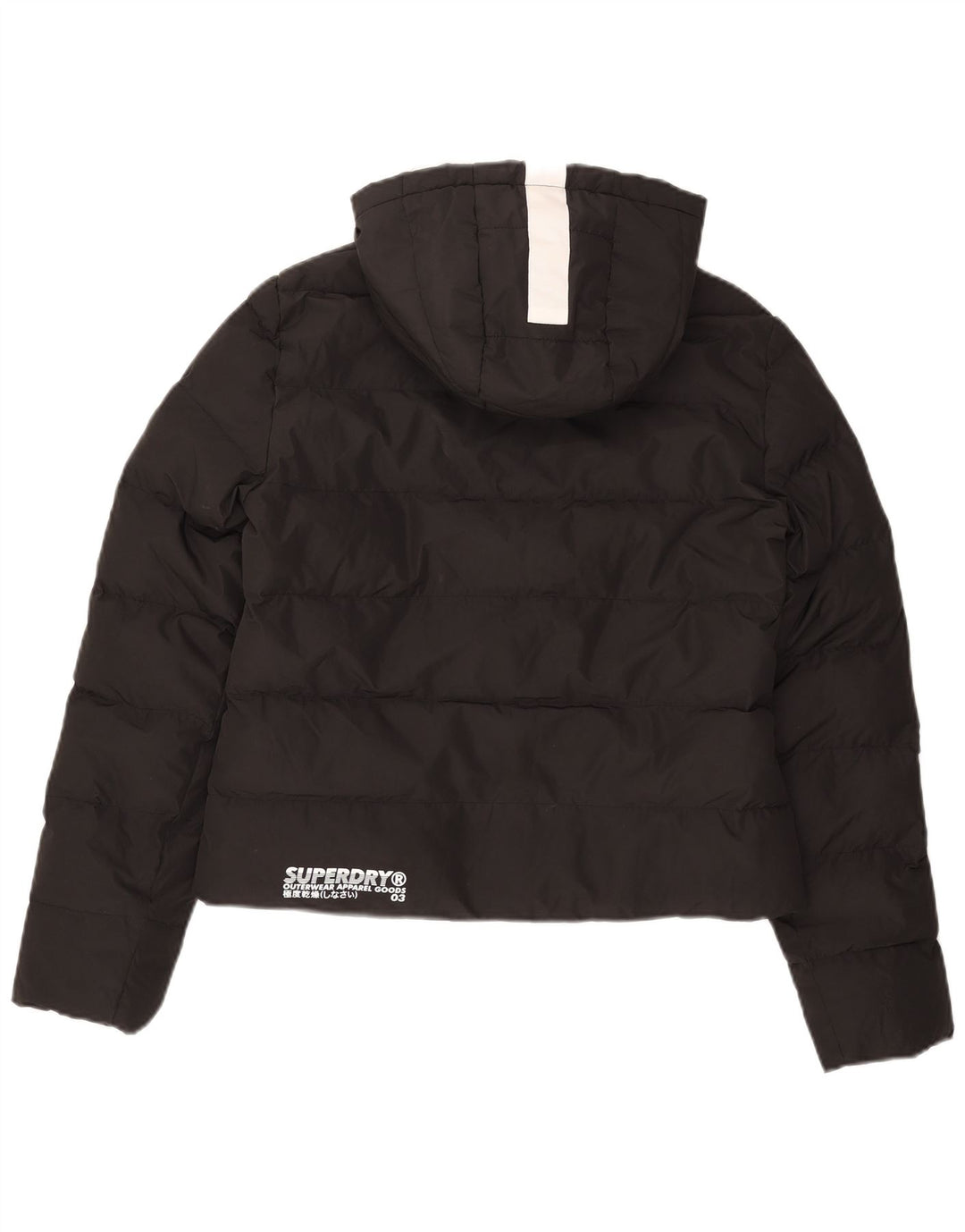 Женская укороченная стеганая куртка оверсайз с капюшоном Superdry UK 8, маленькая черная