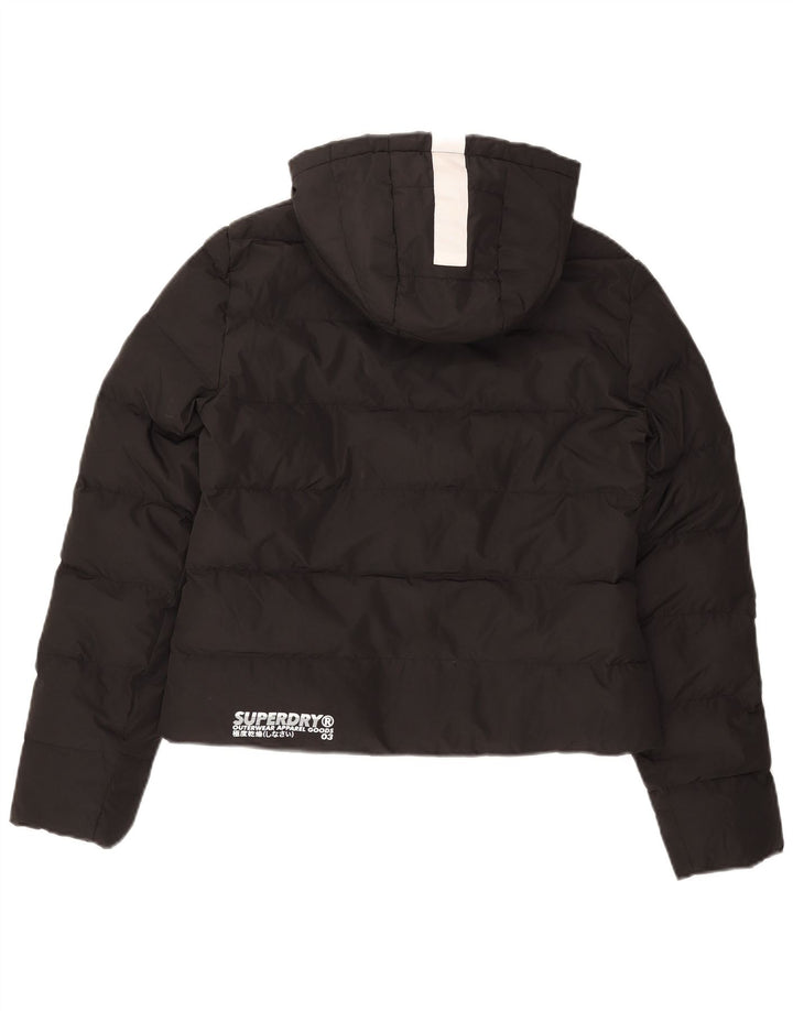 Женская укороченная стеганая куртка оверсайз с капюшоном Superdry UK 8, маленькая черная