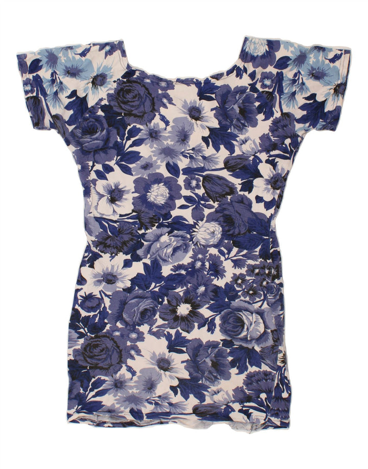 VINTAGE Womens Sundress IT 44 Medium Blue Floral Vintage Vintage and Second-Hand Vintage from Messina Hembry 
