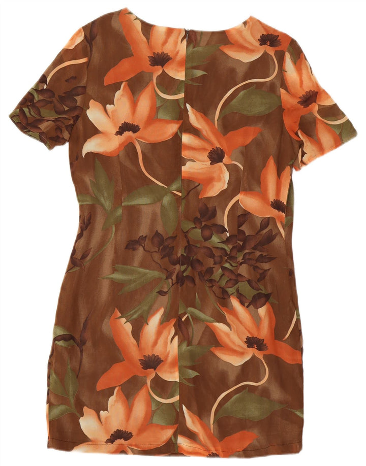 WHIMSY Womens Sheath Dress UK 12 Medium Brown Floral
