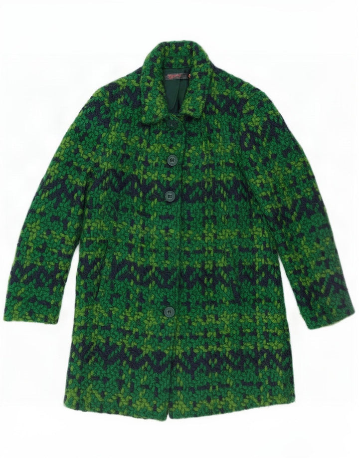 Женское пальто Desigual EU 44 XL, полиэстер зеленого цвета с геометрическим рисунком