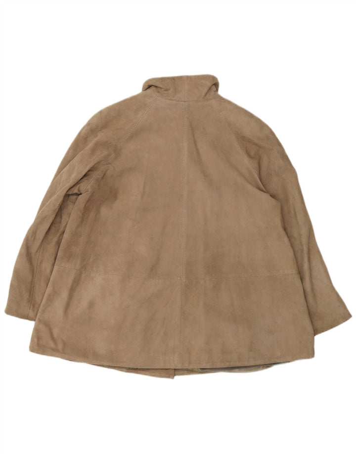 Женская замшевая куртка VINTAGE UK 10, маленькая, бежевая кожаная