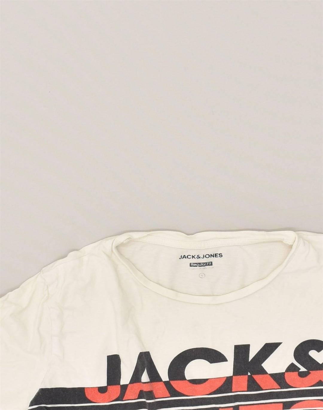 JACK & JONES Mens Regular Fit Graphic T-Shirt Top Small Off White Cotton | Vintage Jack & Jones | Thrift | Second-Hand Jack & Jones | Used Clothing | Messina Hembry 