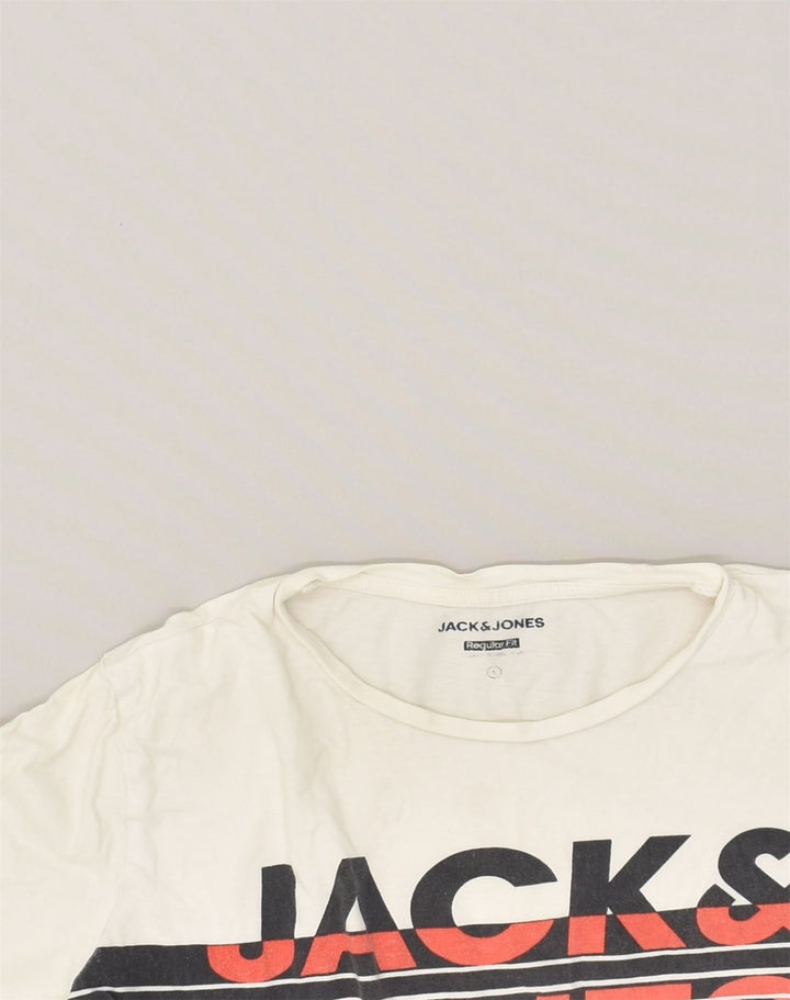 JACK & JONES Mens Regular Fit Graphic T-Shirt Top Small Off White Cotton | Vintage Jack & Jones | Thrift | Second-Hand Jack & Jones | Used Clothing | Messina Hembry 