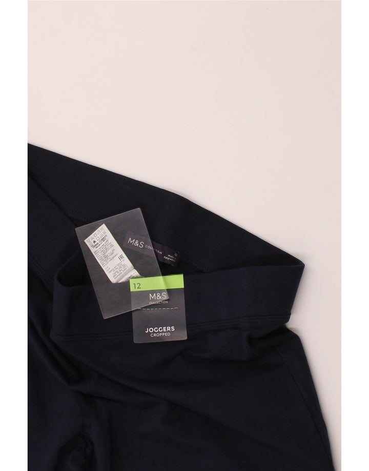 MARKS & SPENCER Womens Crop Leggings UK 12 Medium  Navy Blue Cotton Vintage Marks & Spencer and Second-Hand Marks & Spencer from Messina Hembry 