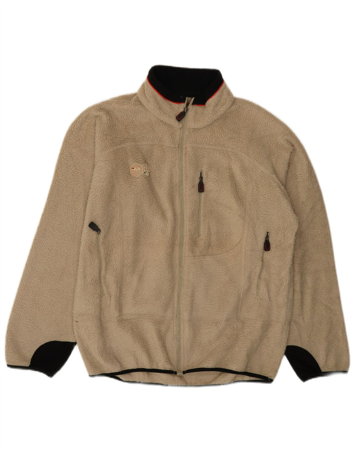 Мужская флисовая куртка Fila UK 40, большая бежевая, полиэстер с цветными блоками, спортивная