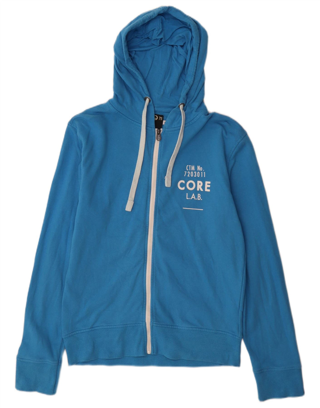 Мужской свитер с капюшоном и молнией с рисунком Jack & Jones, хлопковый средний синий цвет