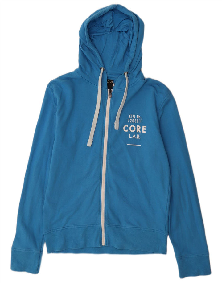 Мужской свитер с капюшоном и молнией с рисунком Jack & Jones, хлопковый средний синий цвет