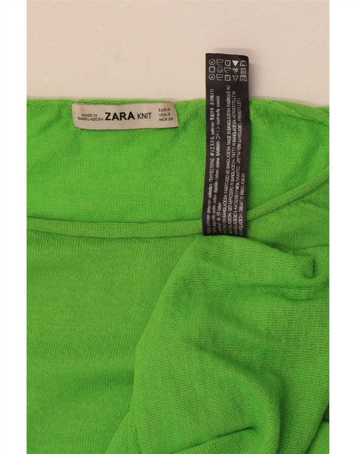 Женский оверсайз-топ Zara с длинным рукавом UK 10, маленький зеленый полиэстер