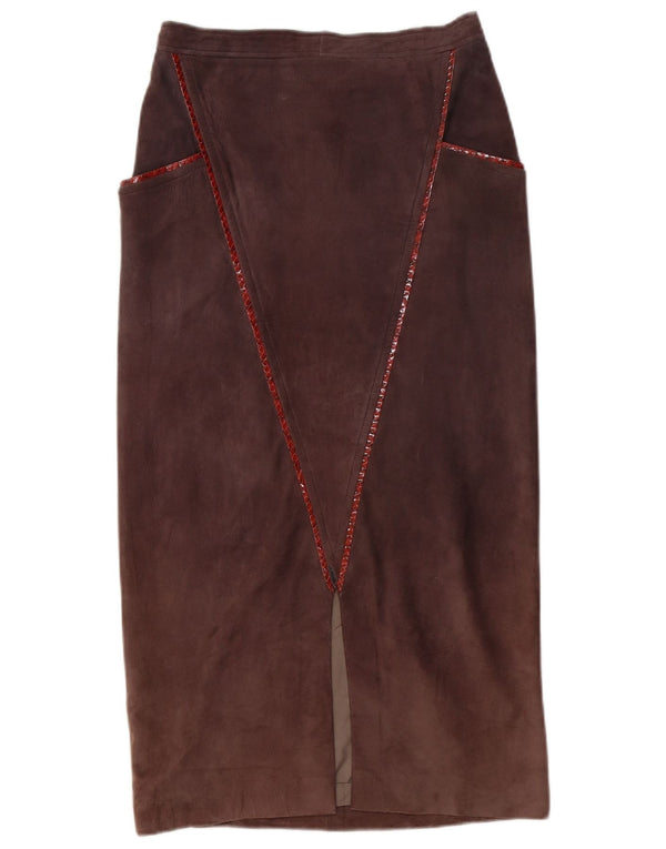 Винтажная женская замшевая юбка среднего размера W28 фиолетовая