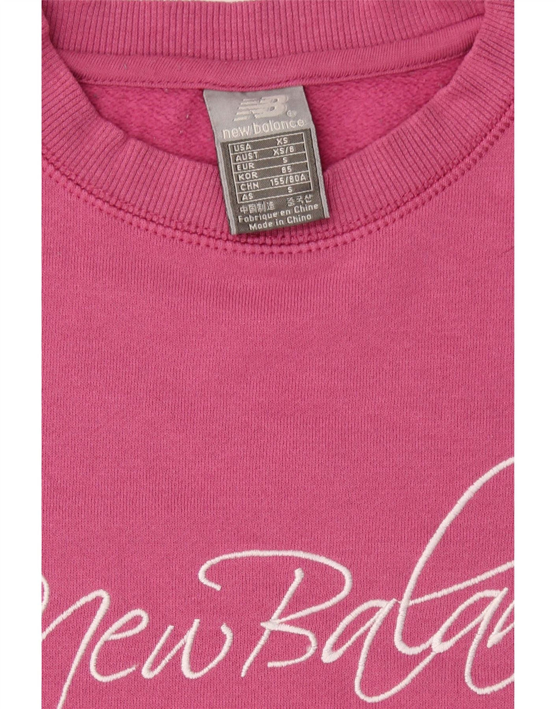 NEW BALANCE Womens Graphic Sweatshirt Jumper UK 10 Small Pink Polyester Vintage New Balance and Second-Hand New Balance from Messina Hembry 