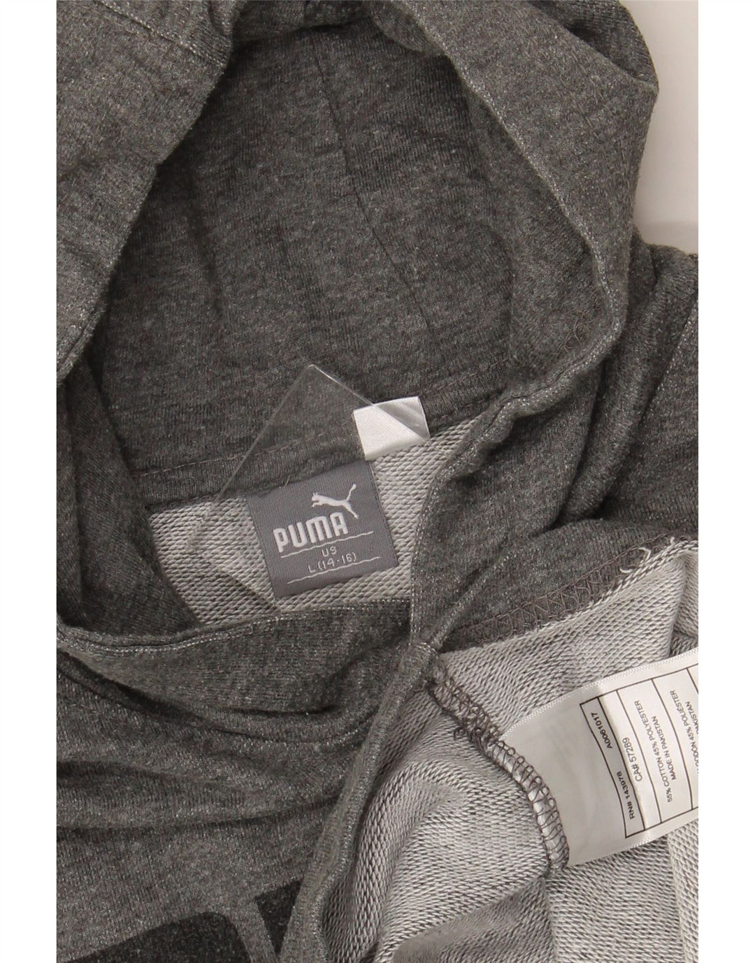 Толстовка с капюшоном PUMA для мальчиков 12–13 лет, большой размер, серый хлопок