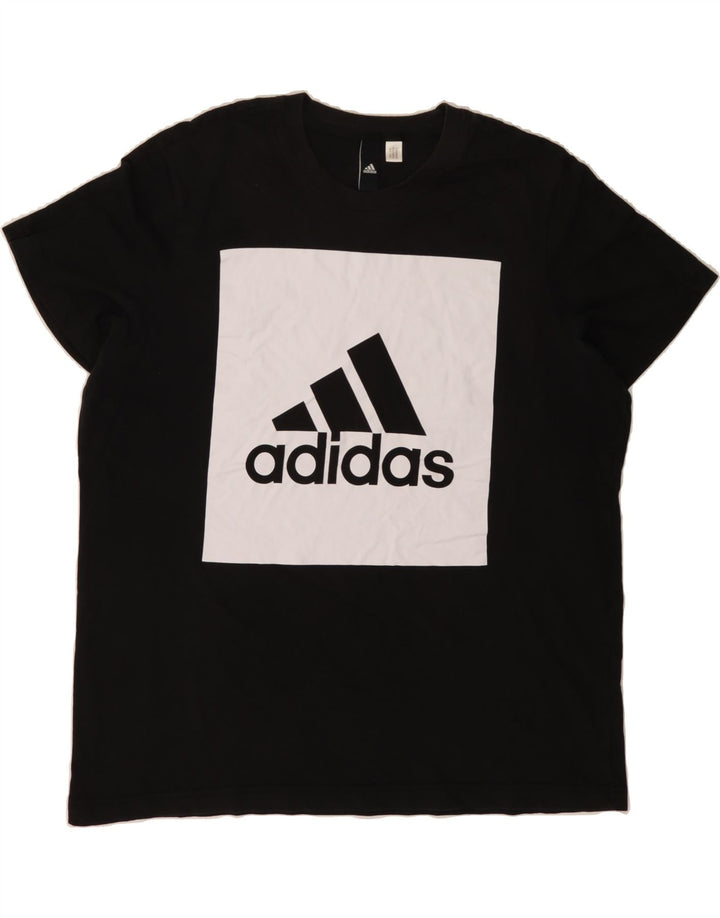 ADIDAS Mens Graphic T-Shirt Top Large Black Vintage Adidas and Second-Hand Adidas from Messina Hembry 