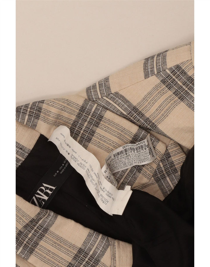 Мужской двубортный пиджак Zara UK 38 средний бежевый в клетку из ацетата
