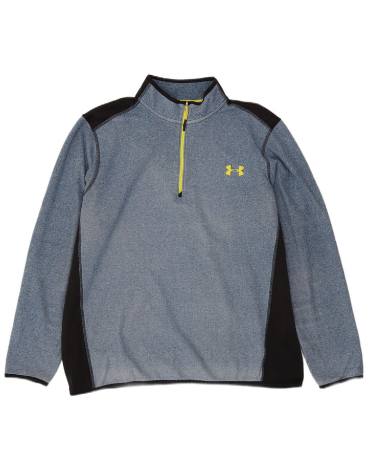 Мужской свитшот с воротником на молнии Under Armour, джемпер XL, синий, полиэстер с цветными блоками
