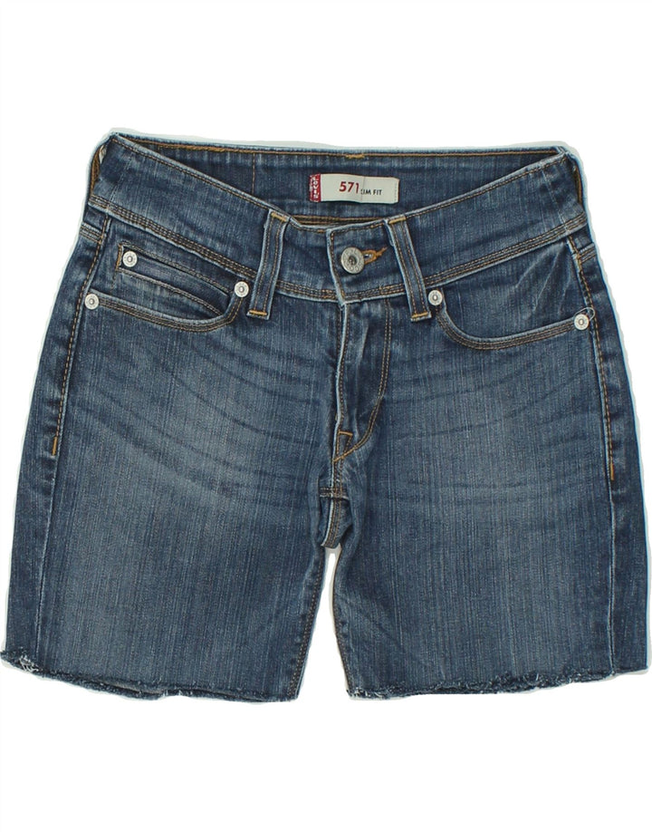 LEVI'S Womens 571 Denim Shorts W25 XS Blue Cotton Vintage Levi's and Second-Hand Levi's from Messina Hembry 