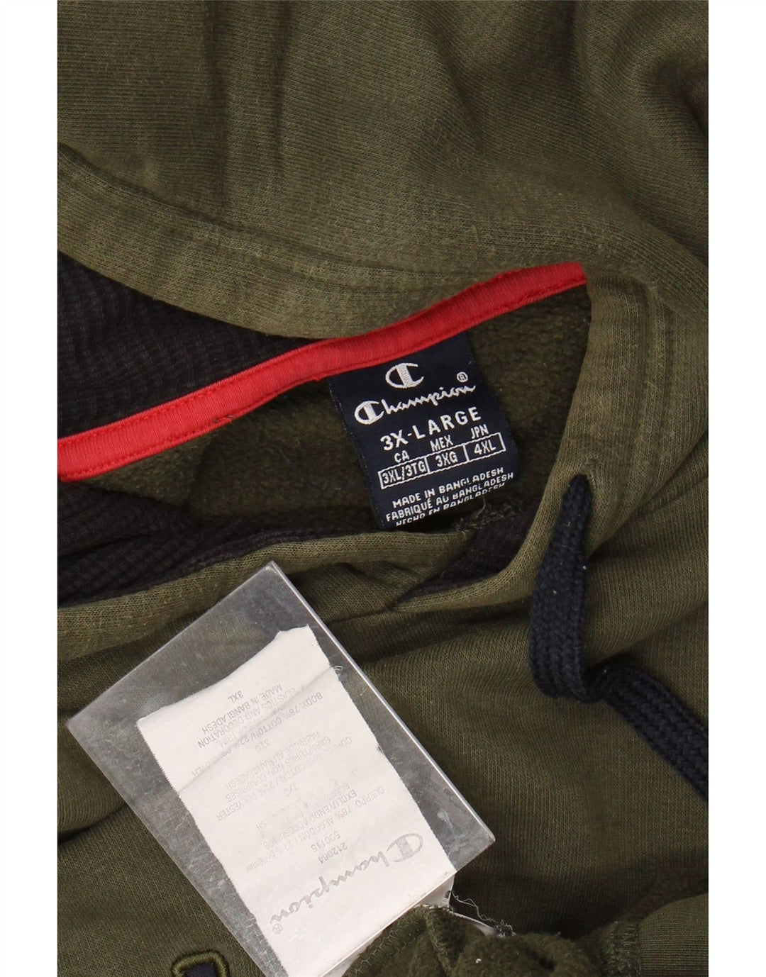 Мужской джемпер с капюшоном CHAMPION с рисунком 3XL, цвет хаки, хлопок