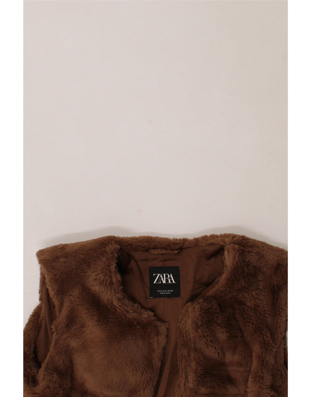 ZARA Womens Open Fleece Gilet UK 10 Small Brown Vintage Zara and Second-Hand Zara from Messina Hembry 