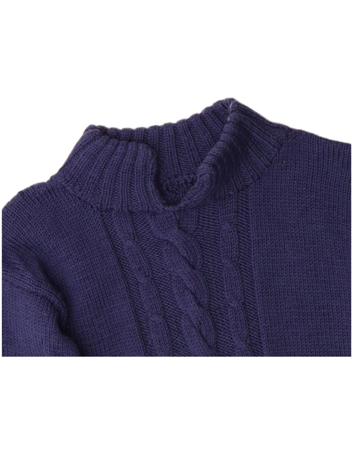 ВИНТАЖНЫЙ женский джемпер с высоким воротником, Великобритания, 10, маленький, темно-синий