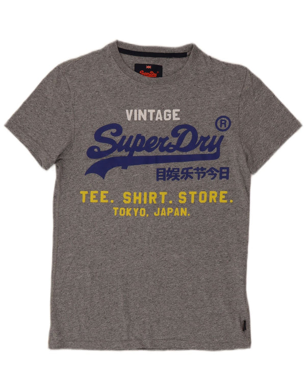 Мужская футболка с рисунком Superdry, маленький серый хлопок с крапинками