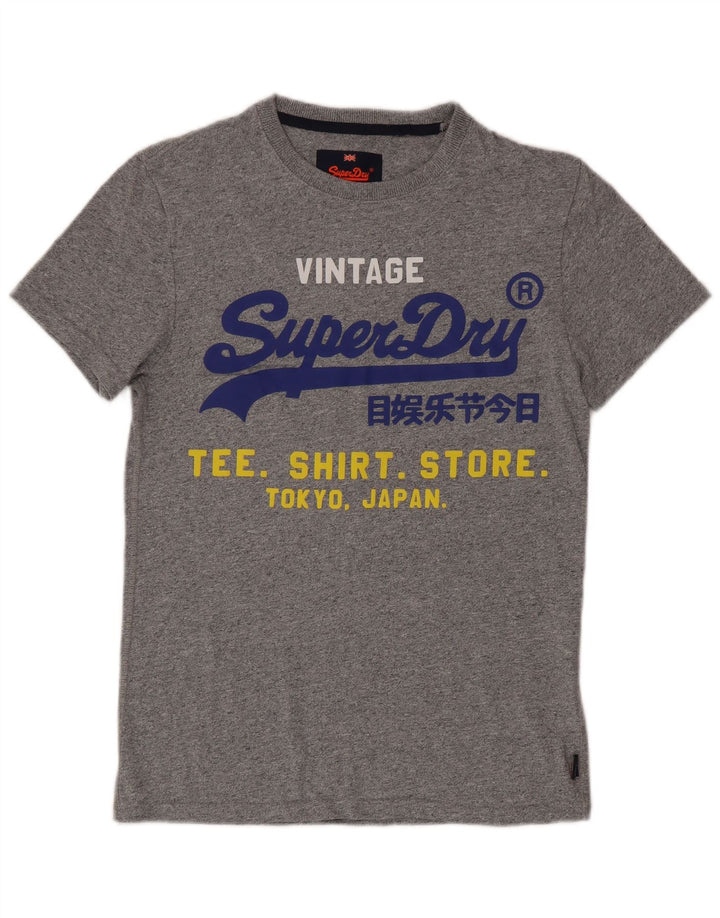 Мужская футболка с рисунком Superdry, маленький серый хлопок с крапинками