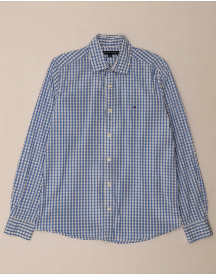 TOMMY HILFIGER Mens Shirt Small Blue Gingham Cotton