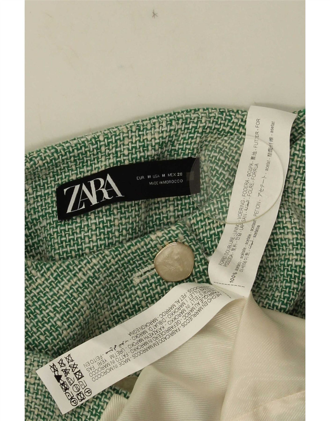 Женский укороченный пиджак с 3 пуговицами Zara UK 14, средний зеленый ацетат