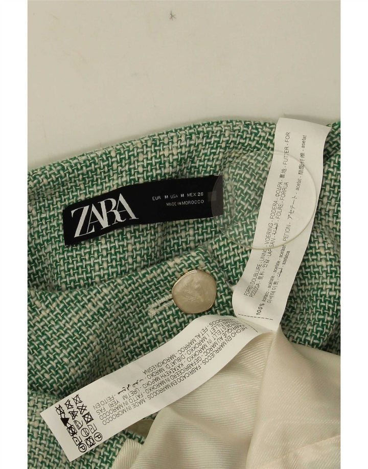 Женский укороченный пиджак с 3 пуговицами Zara UK 14, средний зеленый ацетат