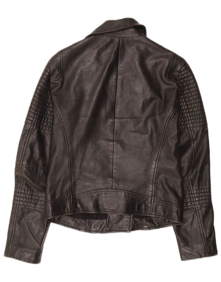 Женская кожаная косуха WHISTLES UK 8 маленькая черная кожа