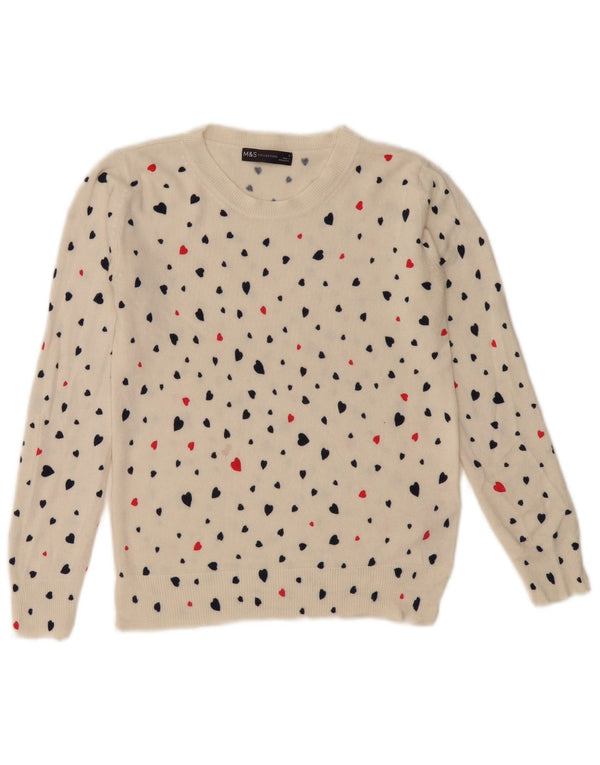 Женский джемпер с круглым вырезом Marks & Spencer UK 6 XS Off White Heart