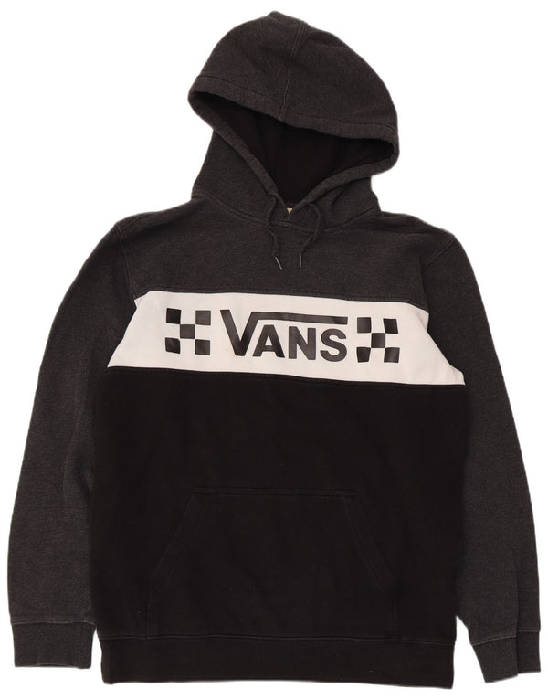 Мужской джемпер с капюшоном с графическим рисунком Vans, хлопковый джемпер среднего серого цвета с цветными блоками