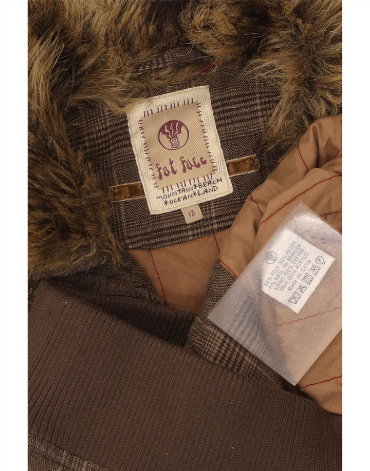 Женский жилет для толстого лица UK 12, средний коричневый цвет из полиэстера с узором «гусиные лапки»