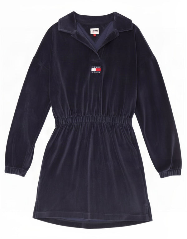 Женское велюровое платье-джемпер оверсайз Tommy Hilfiger UK 10, маленькое темно-синее