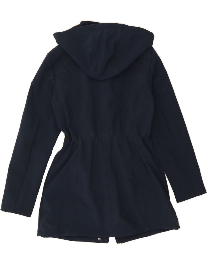 DKNY Womens Hooded Overcoat UK 12 Medium Navy Blue Polyester Vintage Dkny and Second-Hand Dkny from Messina Hembry 