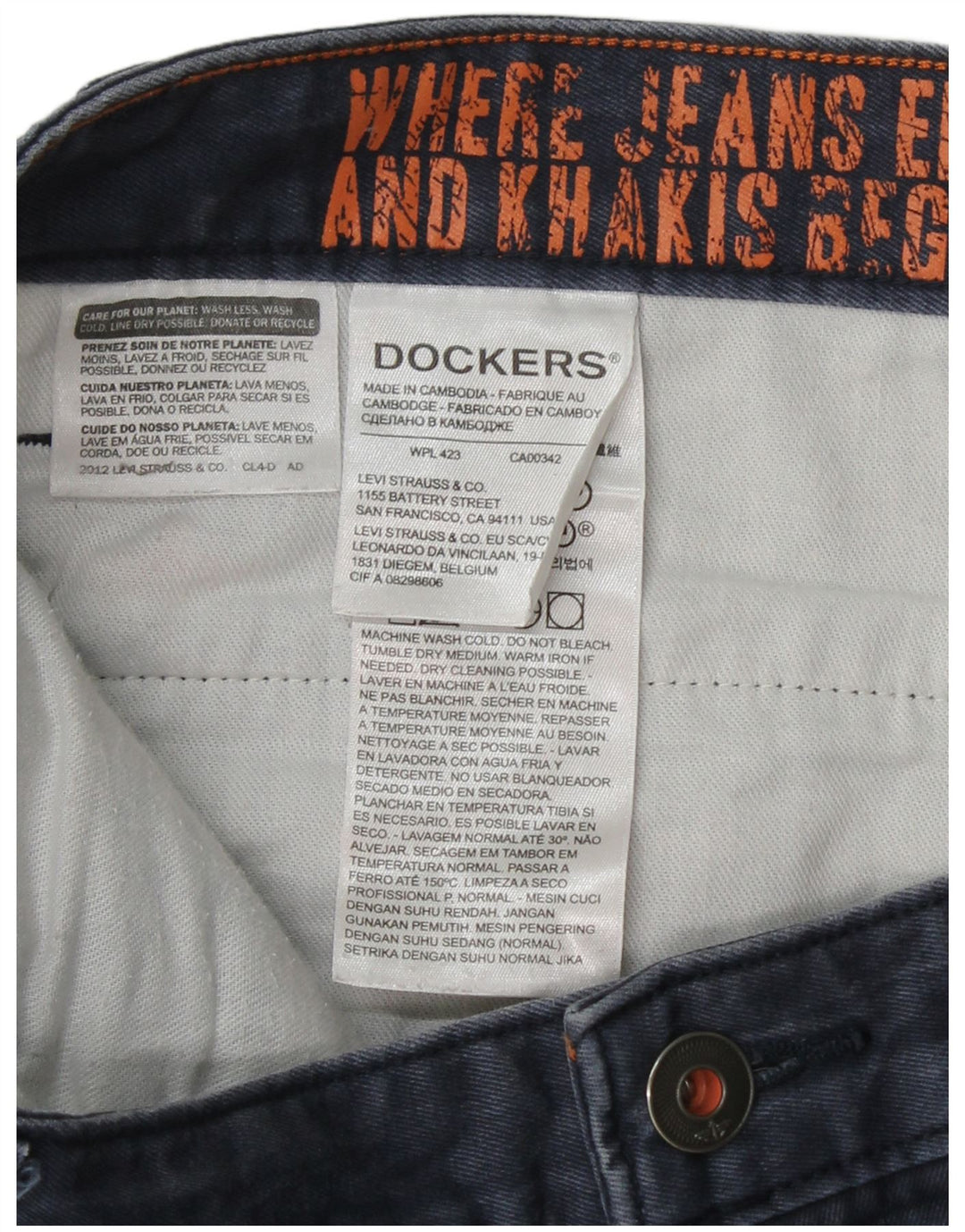 Мужские прямые брюки-чиносы DOCKERS W38 L30, темно-синие, хлопок