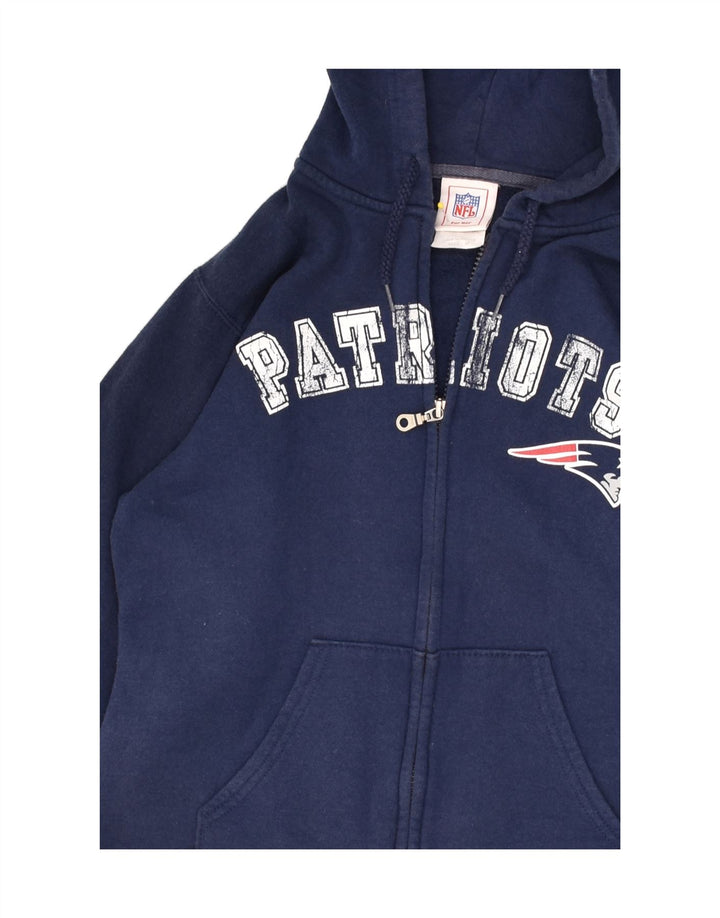 NFL Womens Graphic Zip Hoodie Sweater UK 12 Medium Navy Blue Cotton | Vintage NFL | Thrift | Second-Hand NFL | Used Clothing | Messina Hembry 