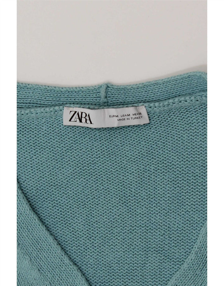 Женский укороченный кардиган Zara UK 12, средний бирюзовый цвет