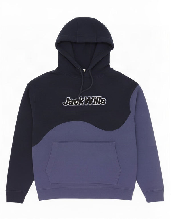 Мужской джемпер большого размера с капюшоном Jack Wills, маленький, темно-синий, цветных блоков