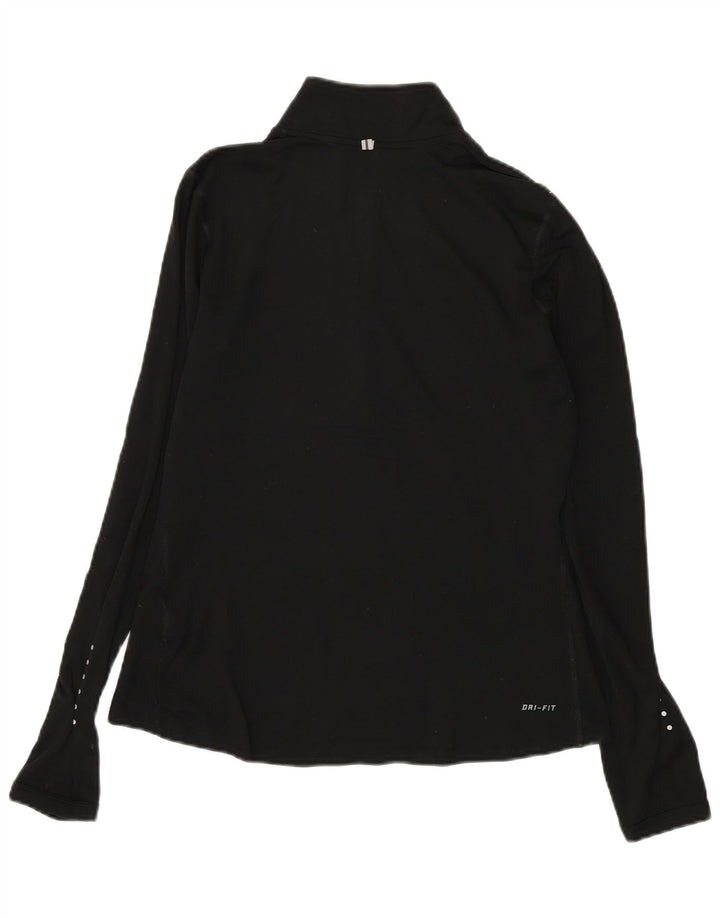 NIKE Womens Dri Fit Zip Neck Pullover Tracksuit Top UK 10 Small Black