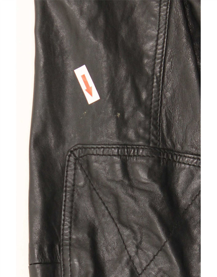 Мужская кожаная куртка Massimo Dutti UK 42 XL черная овчина