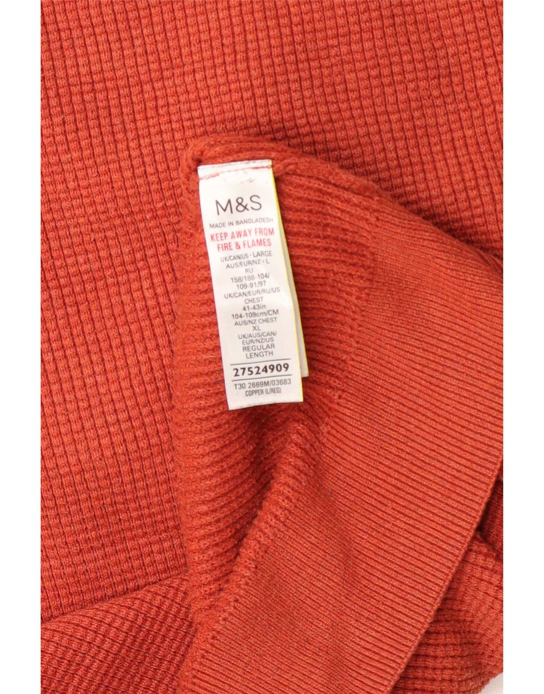 Мужской джемпер с круглым вырезом Marks & Spencer, большой оранжевый полиэстер