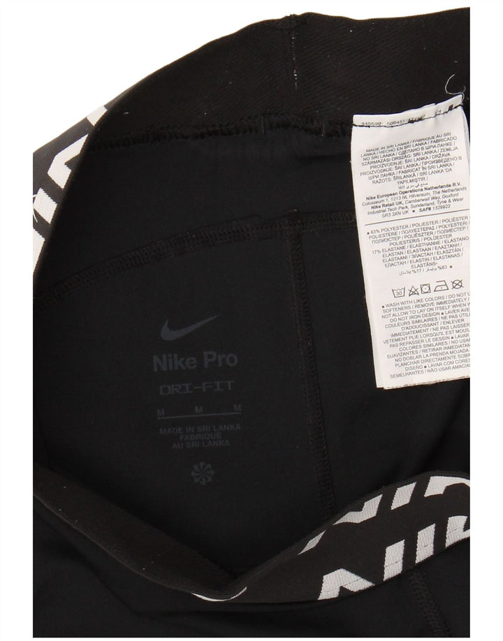 Женские леггинсы с рисунком NIKE Dri Fit UK 12, средний черный полиэстер