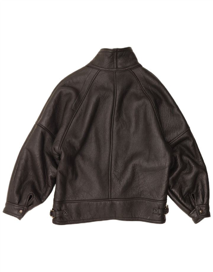 Винтажная мужская короткая дубленка IT 54 2XL Черная овчина