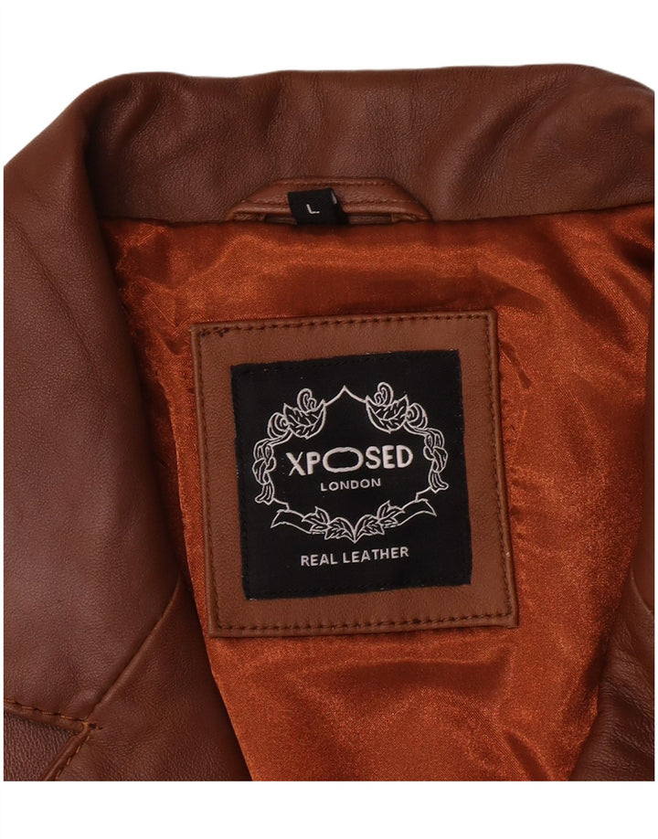 Винтажный мужской кожаный пиджак с 3 пуговицами, Великобритания 40, большой коричневый кожаный пиджак